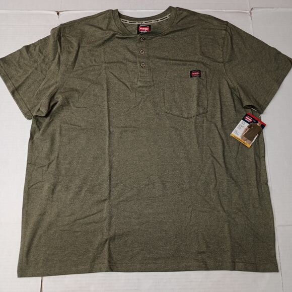 Wrangler Workwear Henley Shirt Men's 2XL (50-52) Deep Green Relaxed Fit Pocket - Picture 1 of 6